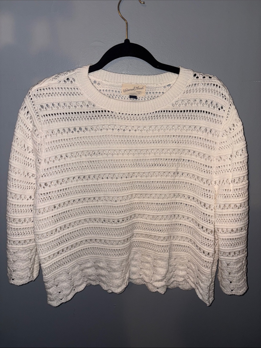 St. John's Bay Cream Open-Knit Crewneck Sweater